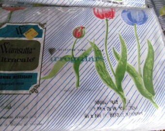 No Iron Sheets sky blue NEW Full Flat Sheet 1970s Bed Linen Bohemian Bedroom Decor Bedding Wamsuua Sheet Single Sheets Double NOS Bed Sheets
