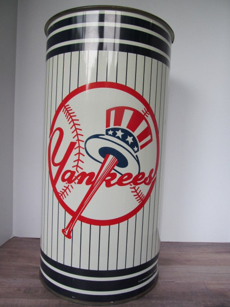 1989 NY Yankees Waste Basket Tin Barrel Major League Baseball Etsy