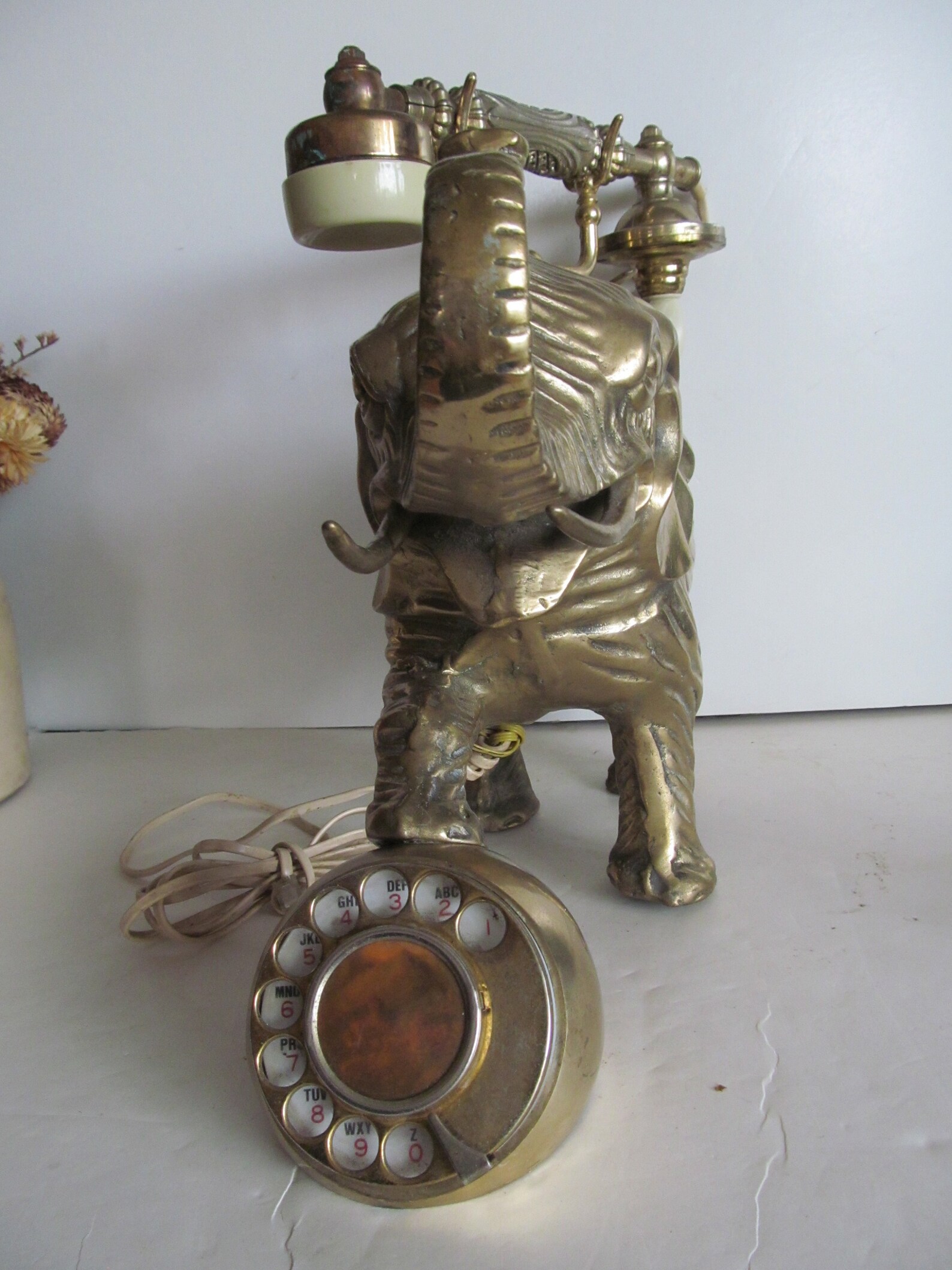 Brass Elephant Telephone Safari Decor Brass Statues Brass Etsy