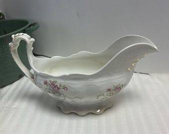 Antique Gravy Boat W S George IRIS pattern Vintage Gravy Boat with Roses Turkey Gravy Boat floral China Shabby Decor Victorian Gravy Boat