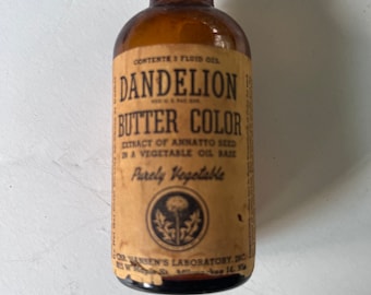 Dandelion Butter Color Vegetable Oil Antique spice bottle food coloring Primitive Farmhouse Kitchen Decor