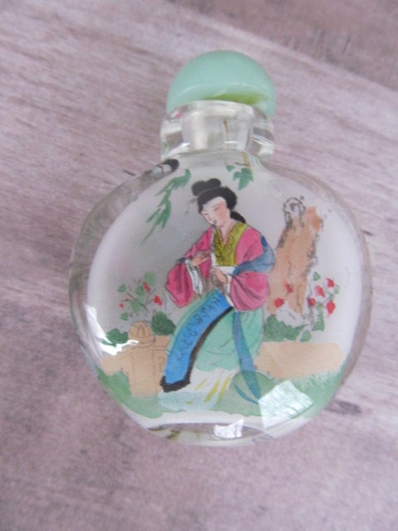 Perfume Bottle Reverse Glass Painting in Bottle G… - image 2