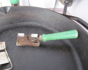Knife Sharpener Farmhouse Antique Primitive Green Wood Handle Knives Jadeite Green Kitchen Utensils Antique cooking Utensils Farmhouse Cook
