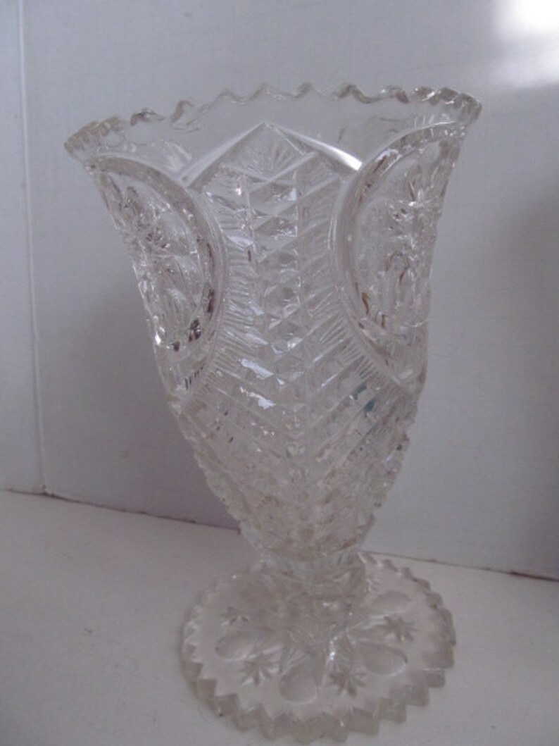 Tall Crystal Vase Cut Glass Vase EAPG Heisey Crystal Clear Etsy