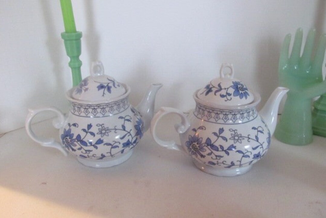Blue Floral Teapot Very Heavy Teapot With Lid Fancy Teapot Etsy