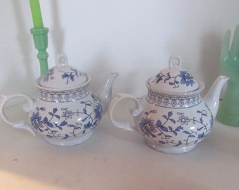 Blue Floral Teapot - Very Heavy Teapot with Lid - Fancy Teapot - Earthen Ware Teapot Blue and white home decor