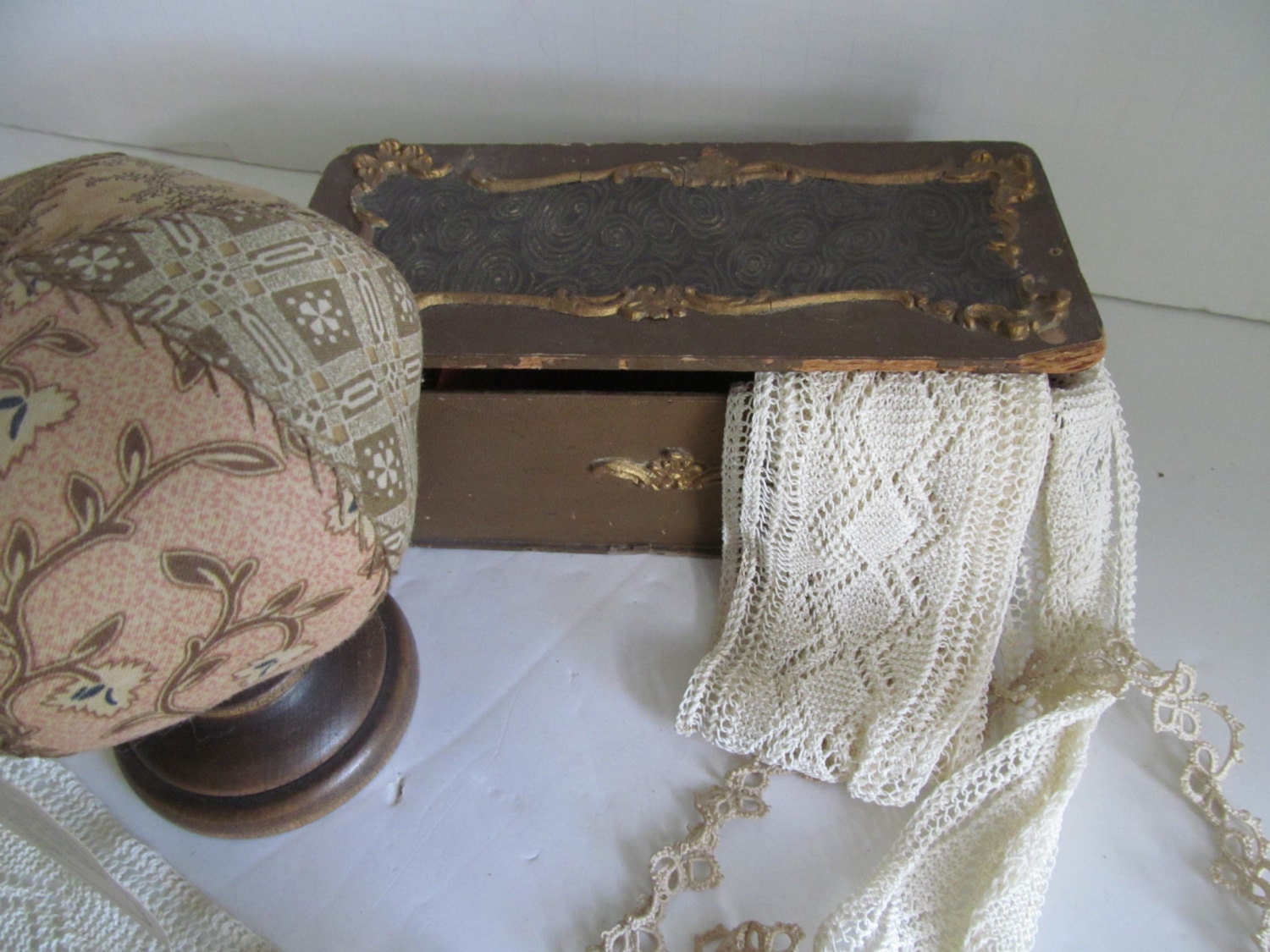 Antique Sewing Box Antique Victorian Sewing Box Sewing Notions Haberdashery Case Haberdashery Display Drawer Civil War Era