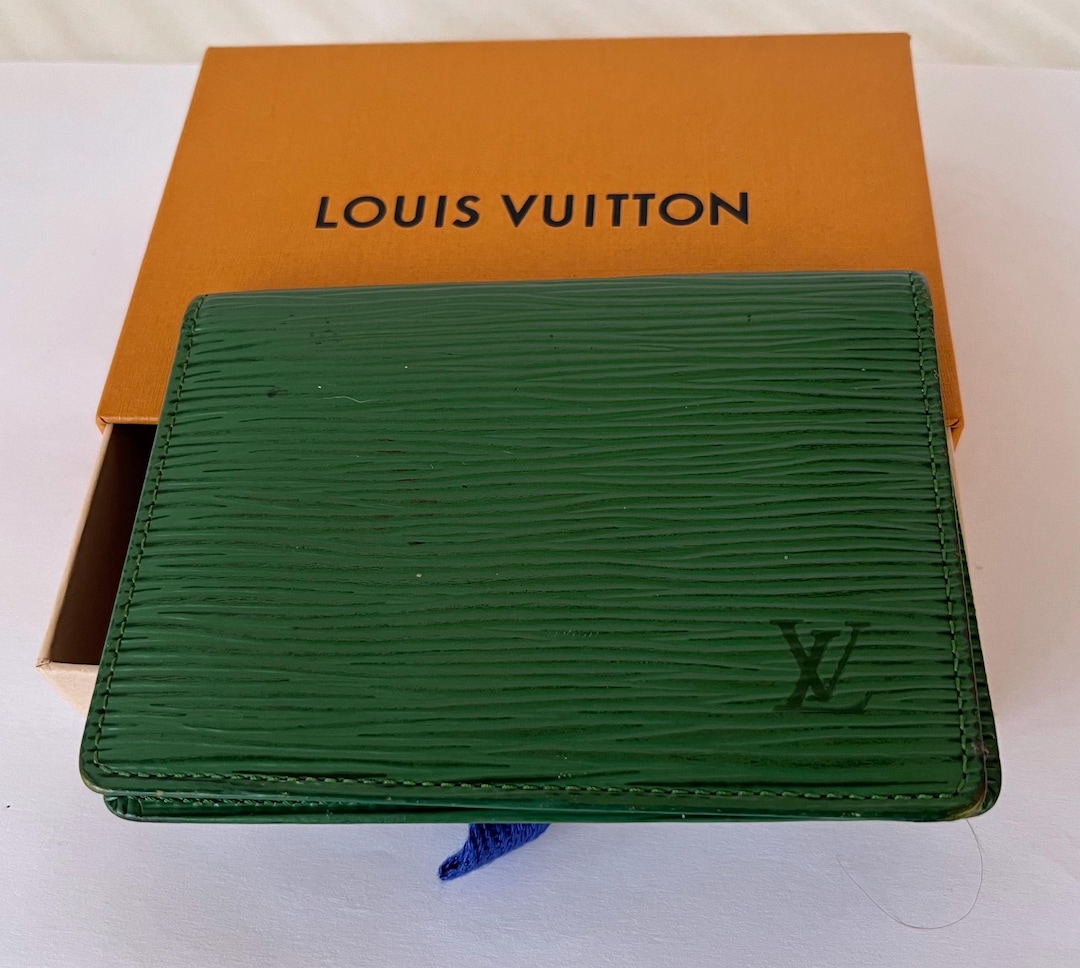 LV Green Epi Card Case Wallet LV Wallet Box Credit Card Holder