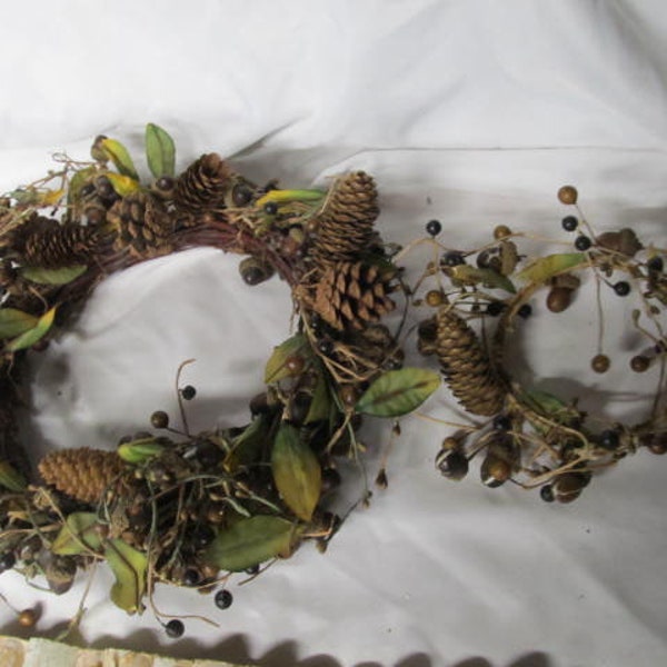 Primitive Front Door Wreath Fall Pinecones and Berries Wall Candle Wreaths  Door Decor Primitive Farmhouse Decor