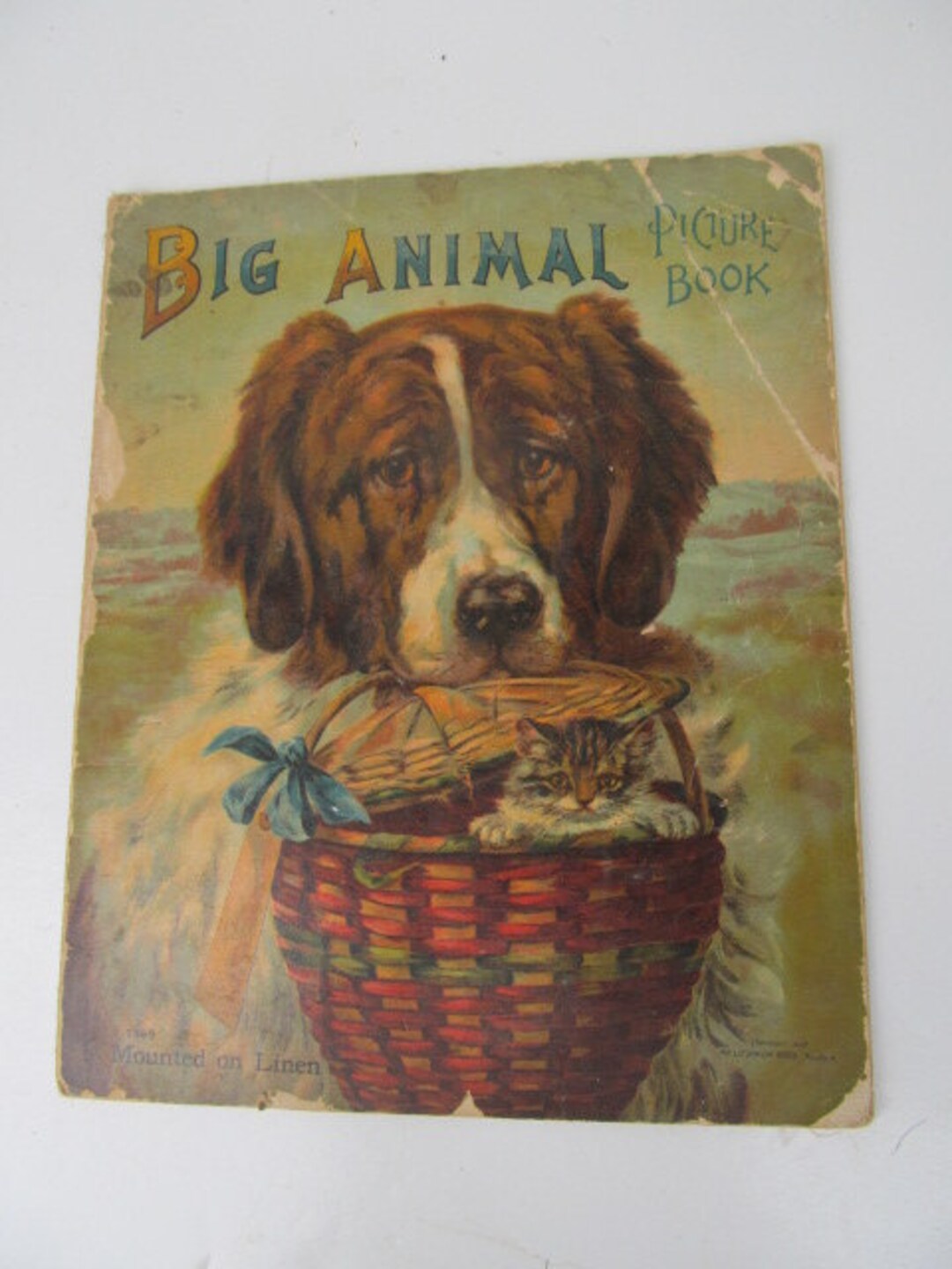 1906 Big Animal Book Rare Antique Book Victorian Linen Childrens Book ...