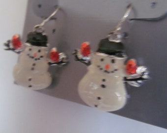 Girls Snowman Earrings Silver Earrings Snowmen Jewelry Retro Jewelry Snowmen Earrings Holiday earrings Stocking stuffers Secret Santa gifts