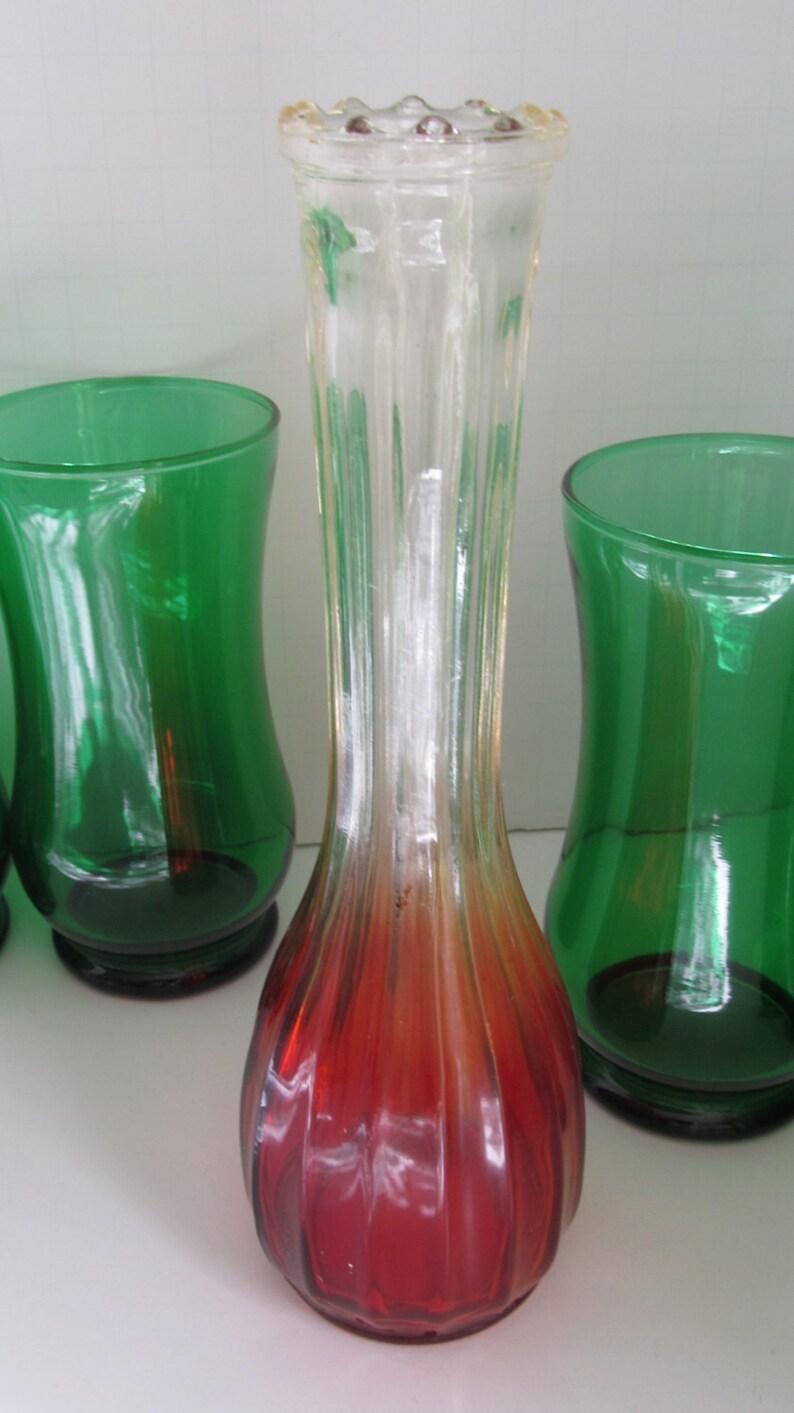 SALE Amberina Glass Vase Ruby Glass Vase Floral Rose Vase Red Etsy