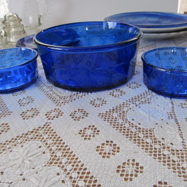 Blue Glass Cereal Bowls Etsy