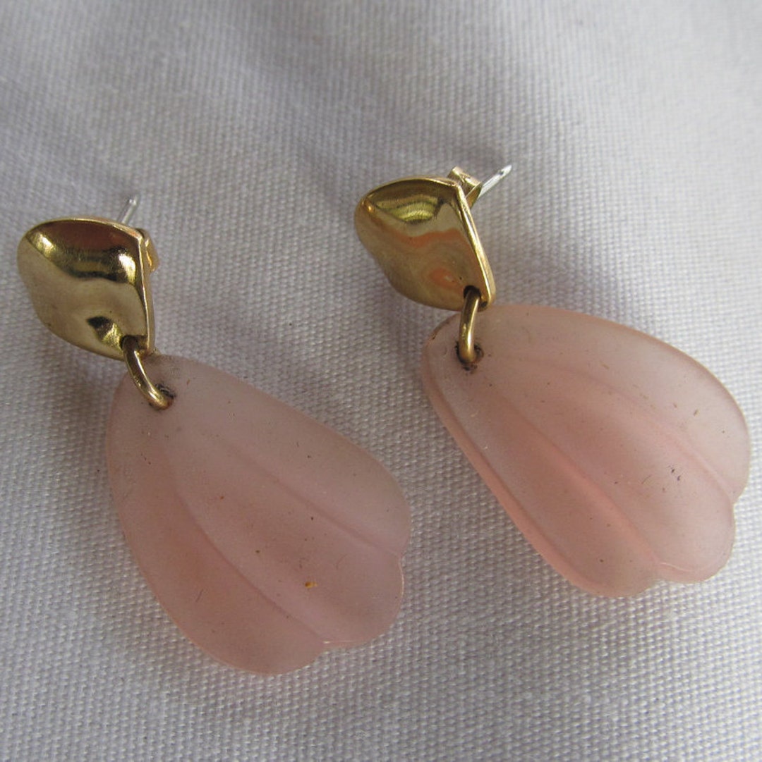 Pastel Pink Earrings Minimalist Jewelry Opaque Pink Lucite Etsy