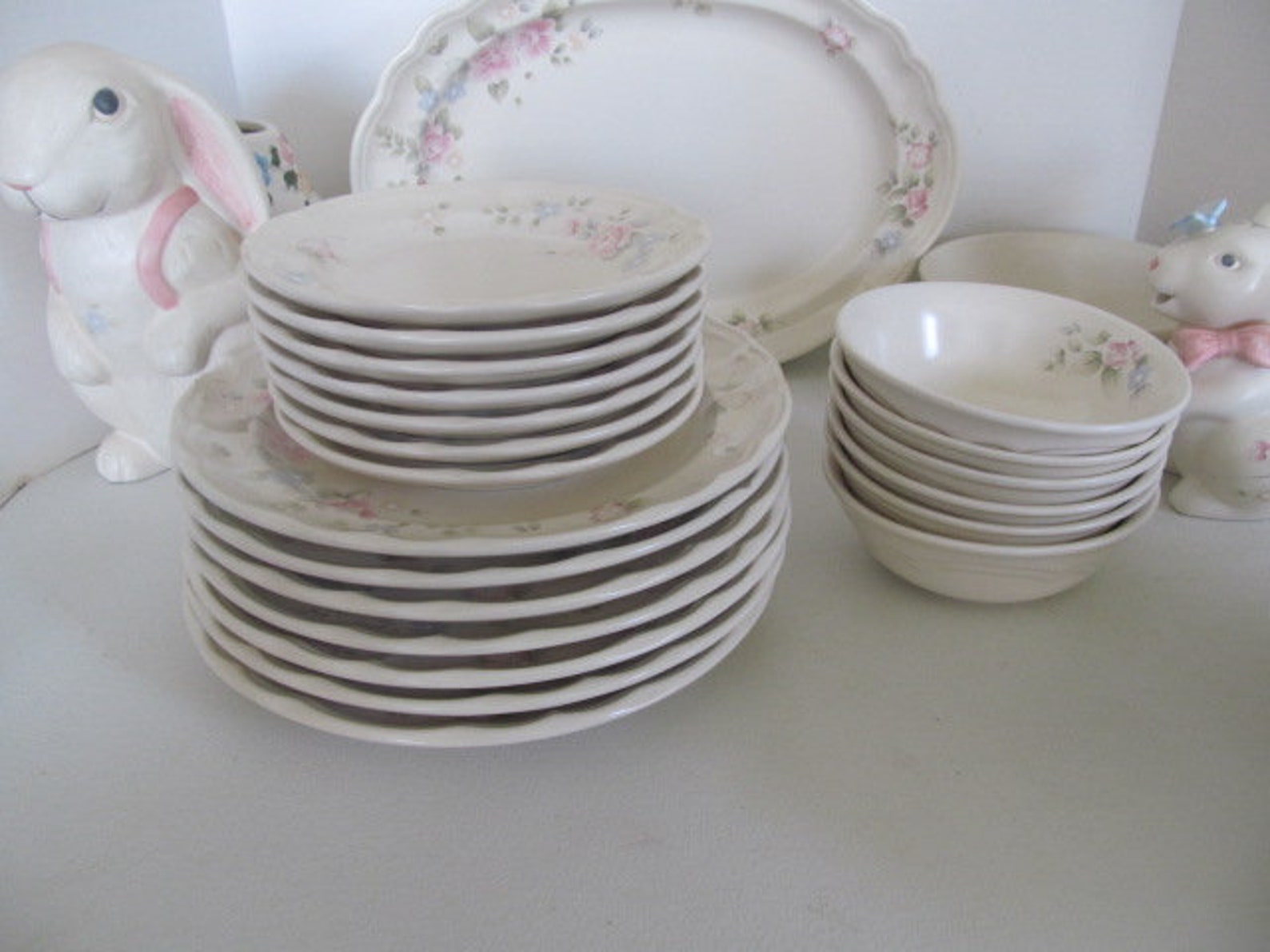 Pfaltzgraff Tea Rose Pattern Luncheon Plates 7 Plates Etsy