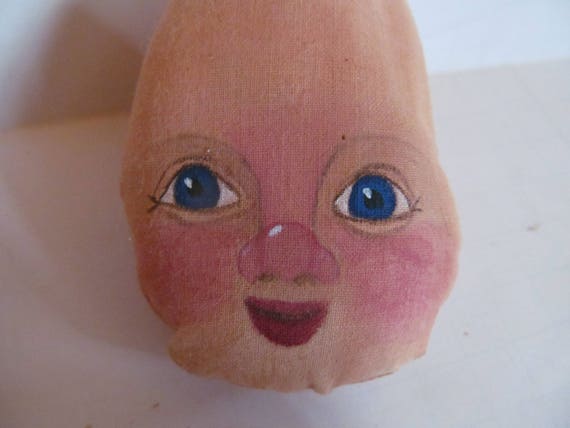 Dolls Craft Supplies Hand Painted Doll Face for Doll Making Cloth Doll Face  Hand Painted Folk Doll Heads Primitive Dolls Blue Eye Doll OOAK 