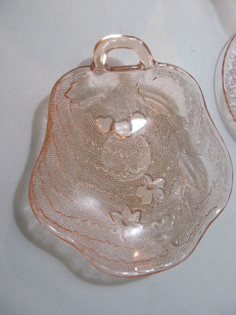 Pink Depression Glass Tiara Sandwich Glass Nut Dish Candy Dish Etsy