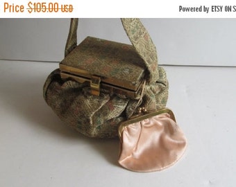 Victorian Purse Evening Bag Coin Pouch Mirror Victorian Handbag Silk Tapestry Handbag Edwardian Hand Bag Purse with Mirror and Change Purse