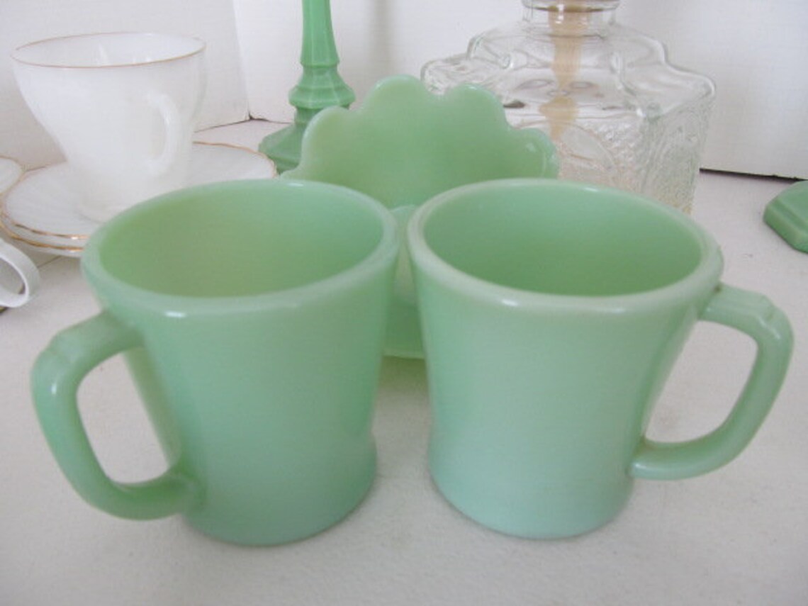 PR Fire King D Jadeite Cups Jadeite Coffee Mugs D Handle Etsy