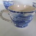 Distressed Cream and Flow Blue Transferware Castle Pattern Blue ...