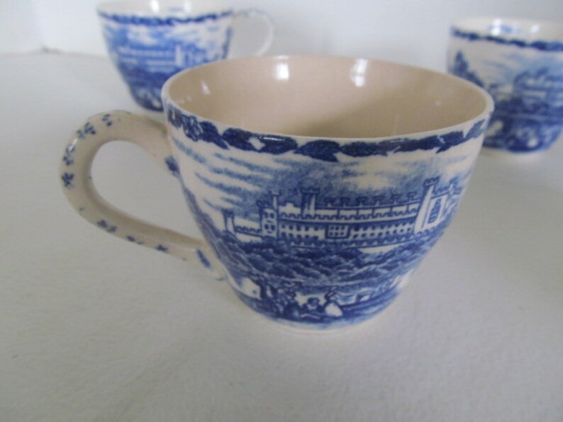 Distressed Cream and Flow Blue Transferware Castle Pattern - Etsy