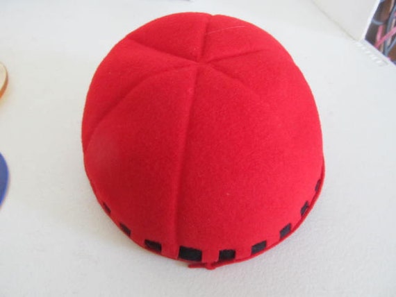 Vintage Wool Hat, Red Womens Hat Mid Century wome… - image 5