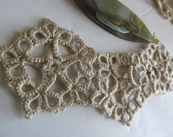 Antique Tatting Lace Intricate Tatting Lace Civil War Lace Notions Ecru Tatting Doily Coasters Tatting Embroidery Small Doileys Vintage
