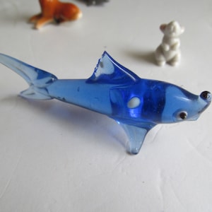 Glass Figurines Shark Figurines Blue Glass Shark Figurine  Collectible Figurines Small Shark Glass Figures Collectible Glass Figures Fish
