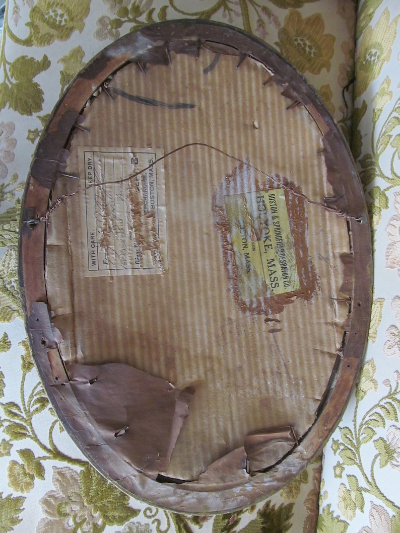 Antique Victorian Oval Picture Frame Beveled Glass Bubble Etsy