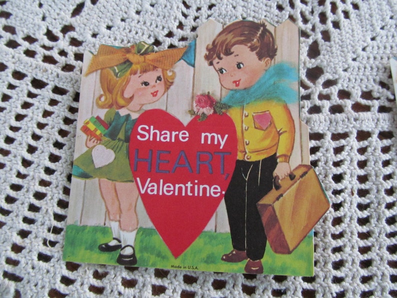 Share My Heart Children's Valentine Card Vintage Valentine 1960's Valentine Funny Valentine Card Vintage Valentine cards for Children NOS afbeelding 2