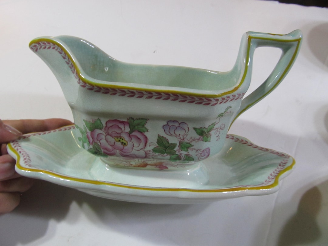Adams England Calyx Ware Floral Gravy Boat Underplate 2418, Antique ...