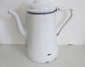 White Enamel Ware Coffee Pot Antique Enamelware primitive Kitchen Home Decor Antique Cook Woodstove Camping TeaPot Tea Kettle Rustic Kitchen