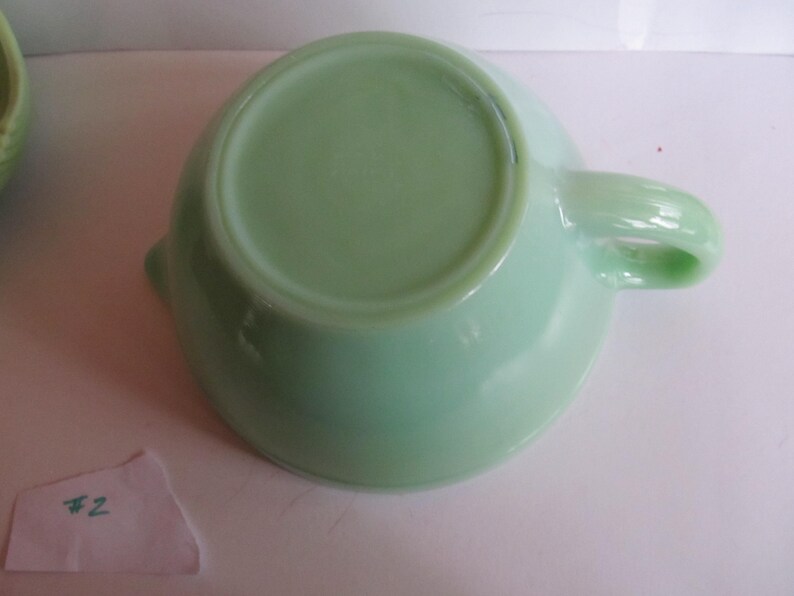 Jadeite Oven Fire King Batter bowl with spout D handle Jadeite Bowl Jadeite Mixing Bowl Jadeite Green Art Deco Glass Green Kitchen decor image 6