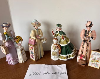 Mrs Albee 2001 2002 2003 2004 Award Avon Victorian Lady Figurine Mrs Albee Avon presidents club awards Victorian Lady  Victorian Home decor