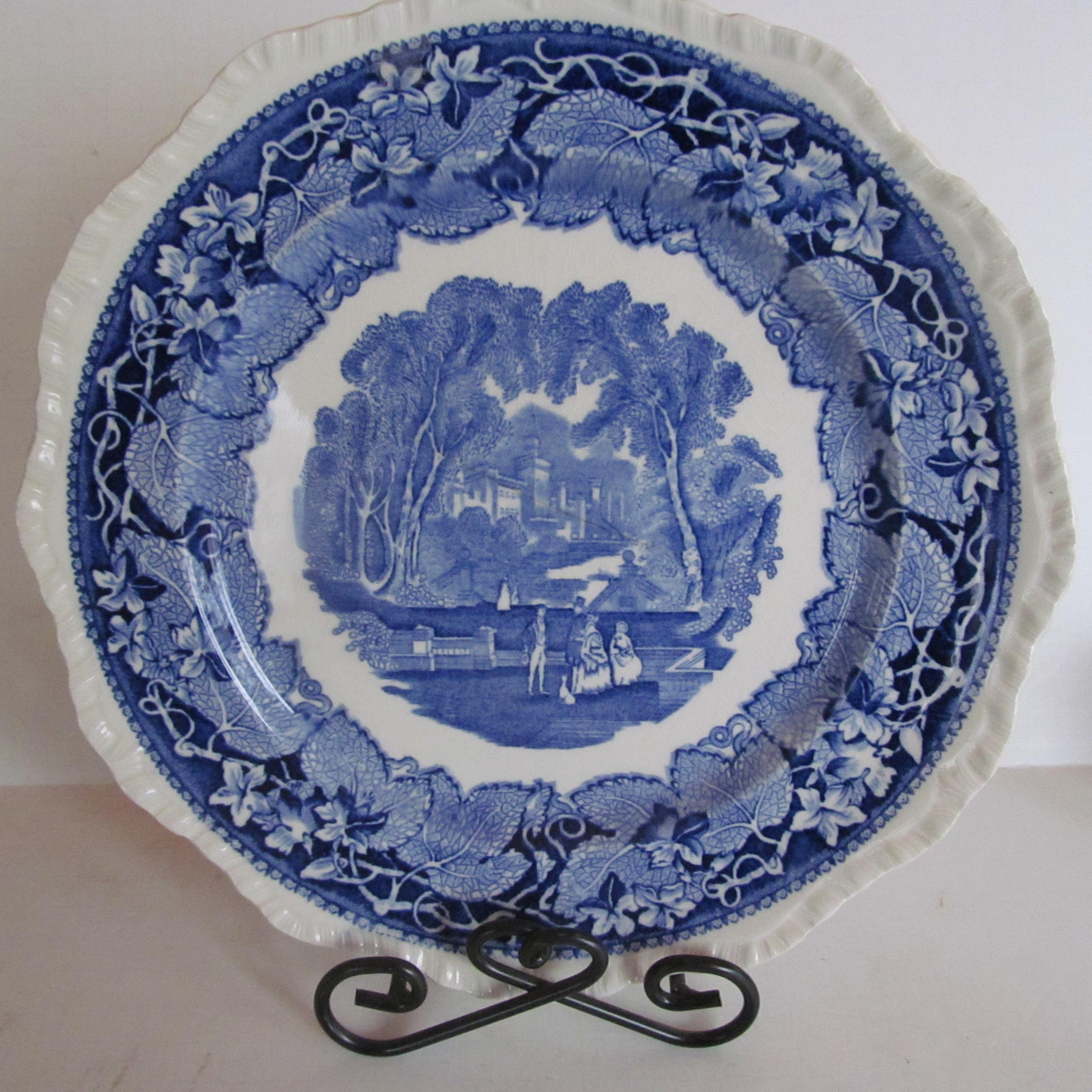 Masons Dinner Plates Cobalt Blue Plates White Crimped rim Etsy