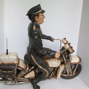XL Large Policeman on Motorcycle Statue Motorcycle Police Man Motorcycle Bagger Gift for Him Motorcycle Enthusiest Gift Idea Man Cave Decor