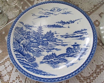 LARGE Charger Plate Oriental Blue and White Plates Blue collectible Plates for Walls Blue Delft Decor Collectible Plates Asian Blue Plates