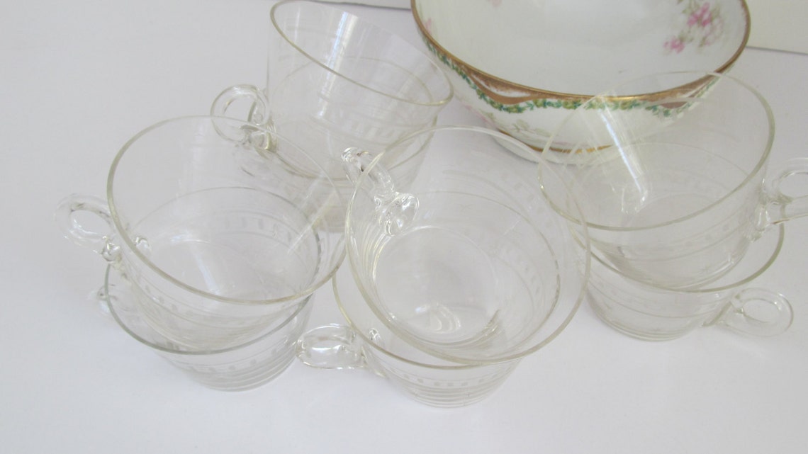 SALE Set of 8 Depression Glass Punch Bowl Cups Only Star Etsy