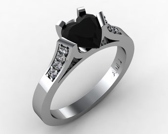 Gorgeous 14K Black Gold 1.0 Ct Heart Tanzanite Modern Wedding Ring ...