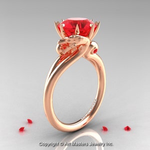 Art Masters 14K Rose Gold 3.0 Ct Rubies Dragon Engagement Ring R601-14KRGR image 1