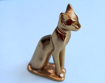 Vintage Miniature Bastel Figurine/Cat/Egyptian/Signed Kc