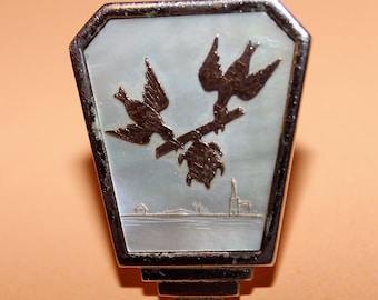 Rare broche maçonnique / Fontaine française La tortue et les deux canards