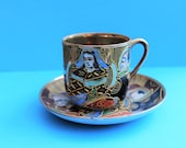 Beautiful vintage 1920 39 s Japanese Cup and Saucer Hand Painted Fine Porcelain Cup Collectible