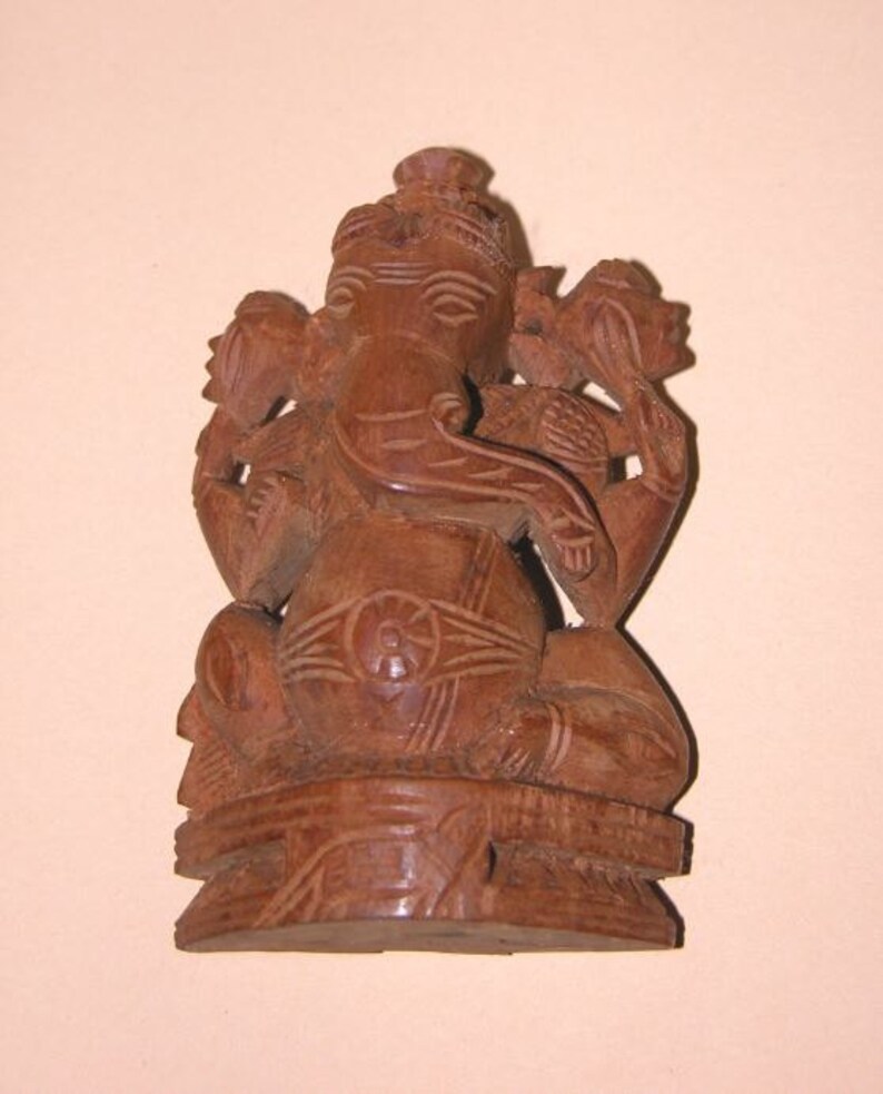 Vintage Hindu Ganesha Handcarved Figurine Etsy UK
