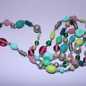 Vintage Art Deco Glass Bead Flapper Necklace/36 inch