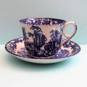 Antique Flow Blue Best English China cup and Saucer