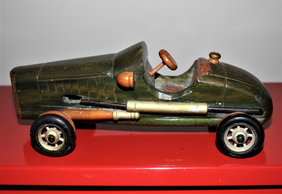 Vintage Wooden Classic Racing Car/hand Made/racing Green - Etsy
