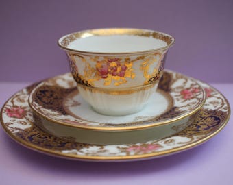 Rare WEDGWOOD Black Jasperware Cup and Saucer With Original Box