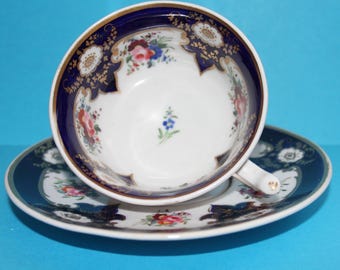 Zeldzame antieke kop en schotel Coalport/handgeschilderd/jaren 1830/Made in England