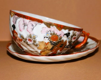 Vintage Numbered Japanese Tea Cup and Saucer Set #5063 Collectible